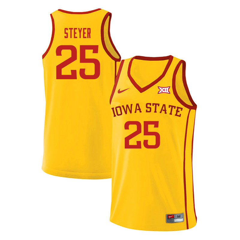 Men #25 Eric Steyer Iowa State Cyclones College Basketball Jerseys Sale-Yellow - Click Image to Close